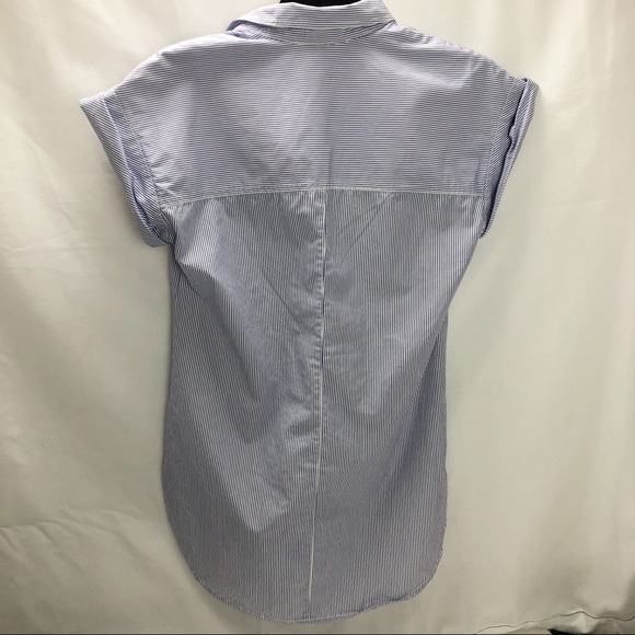 JCrew Blue Stripe Button-up Blouse Size 00 - Picture 3 of 10